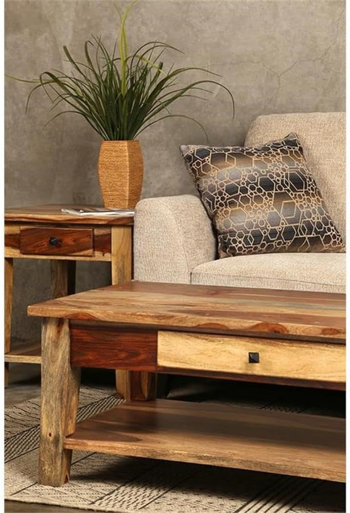 Porter Designs End Table Nightstand Bedside Square in Wood - Brown