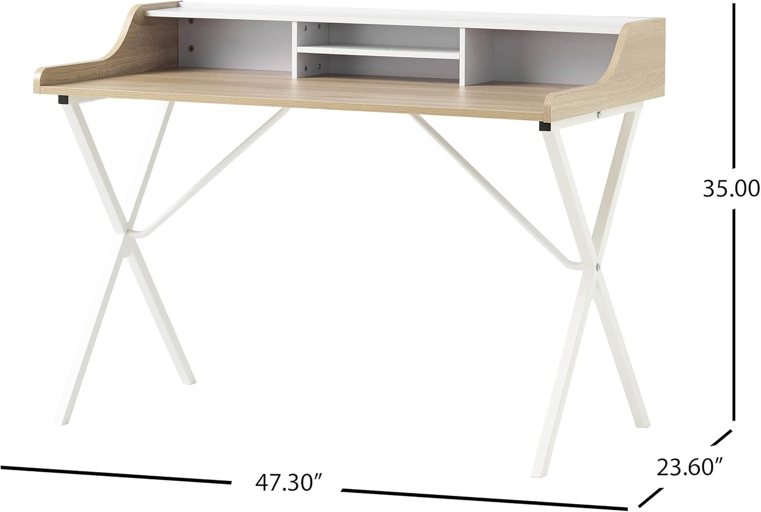 Alexandria Large White Wood Computer Desk with Document Shelf