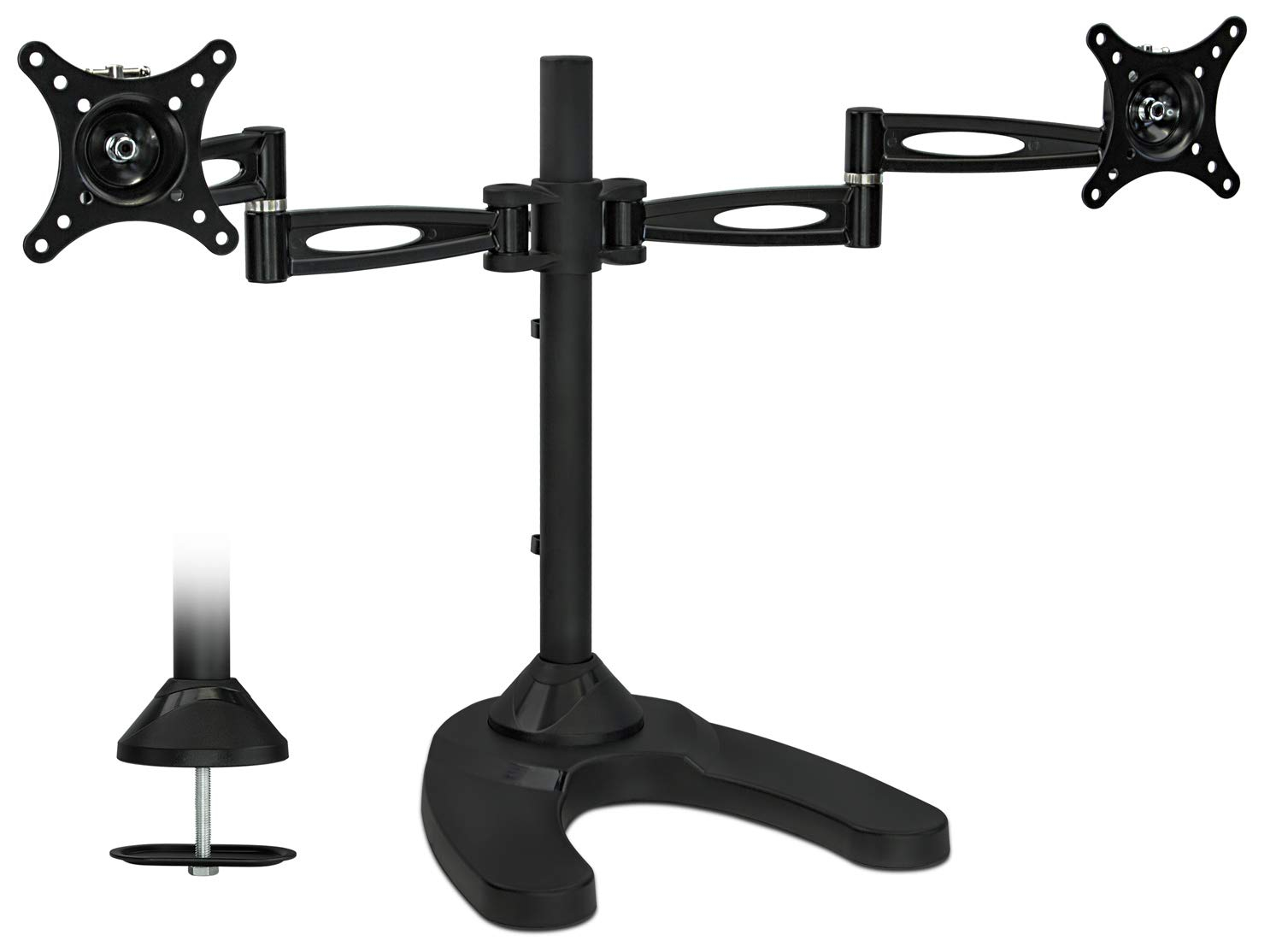 Dual Arm Freestanding Monitor Stand Height Adjustable 2 Screen Desk Mount