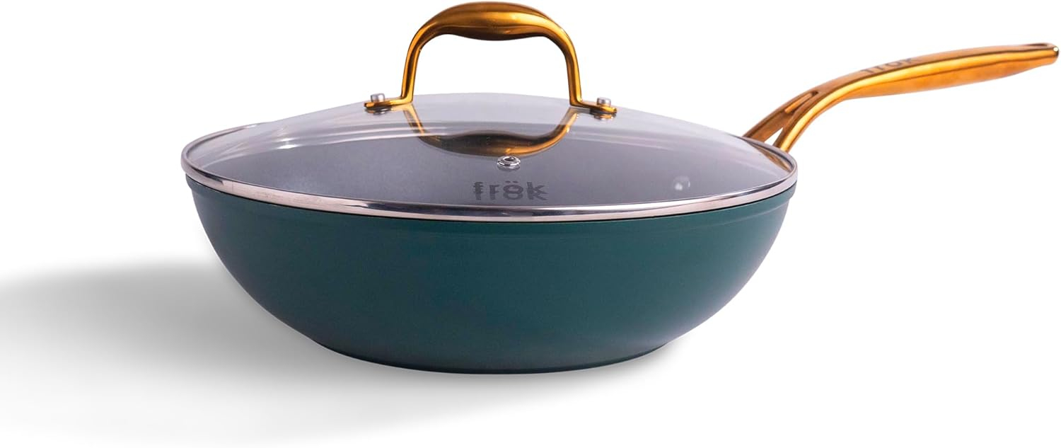 frök Frök Non-Stick Fry Pan Meets Wok With Lid, 11-Inch, Black & Silver
