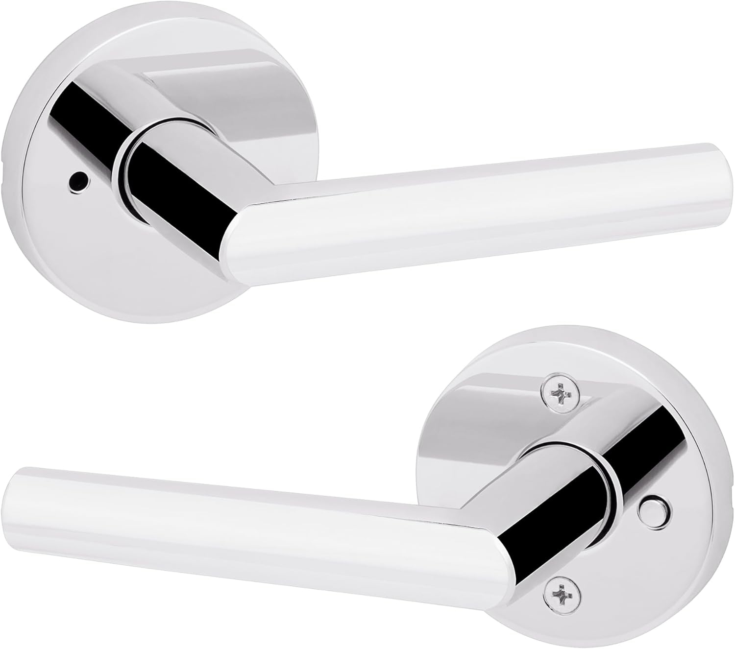 Kwikset Milan Round Privacy Lever Doorknob Polished Chrome