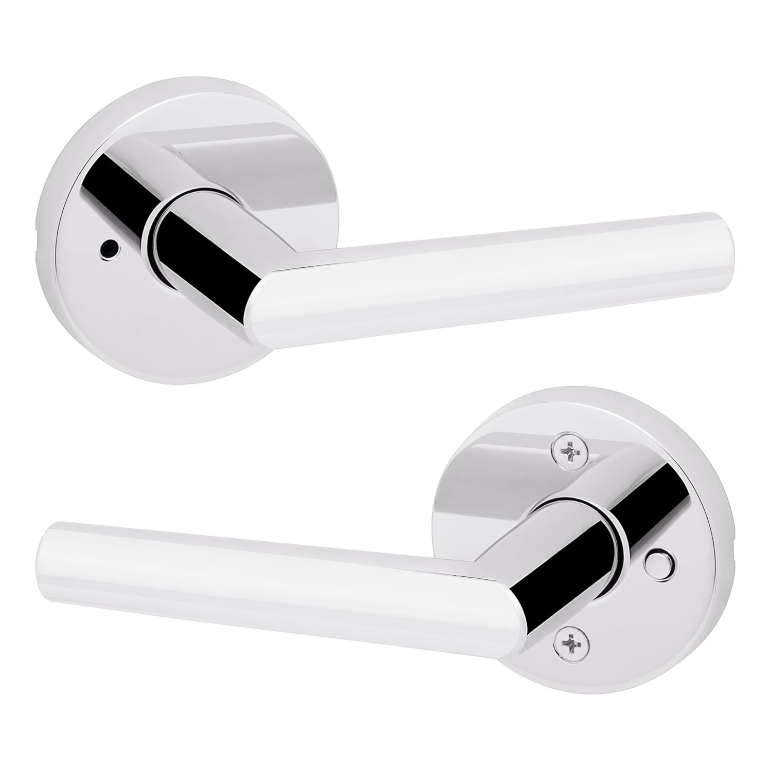 Kwikset Milan Round Privacy Lever Doorknob Polished Chrome