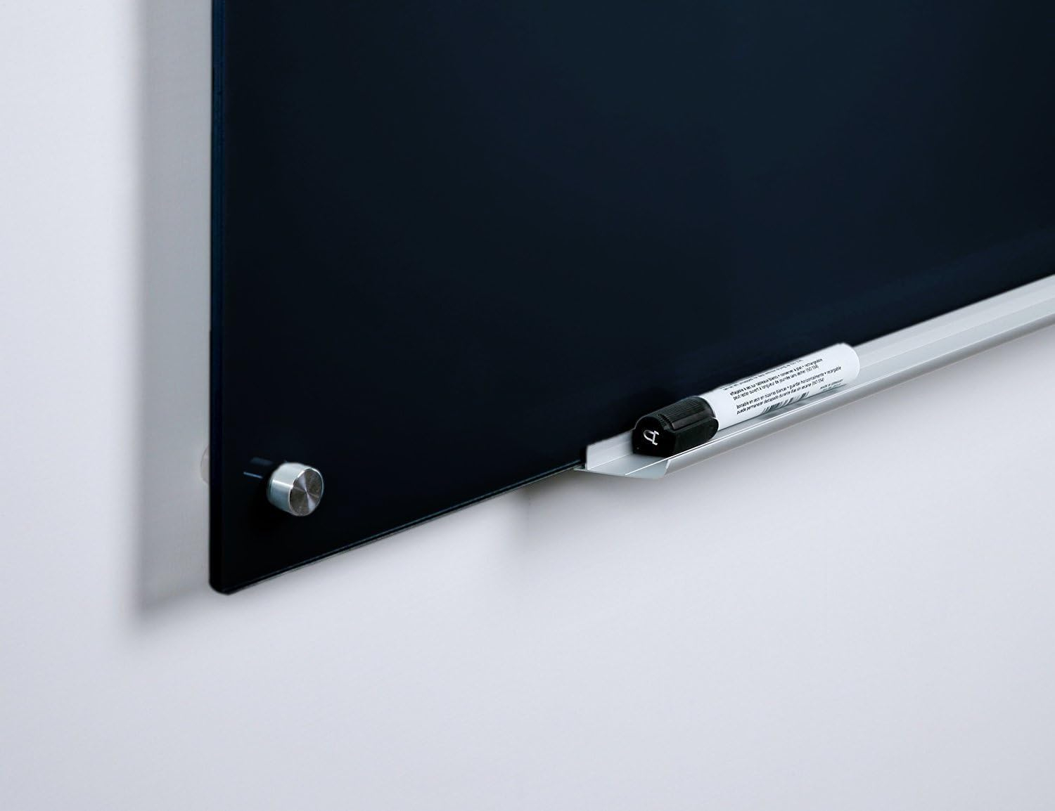 Audio-Visual Direct Magnetic Black Glass Dry-Erase Board Set - 36" x 48" - Includes Magnets, Hardware & Marker Tray