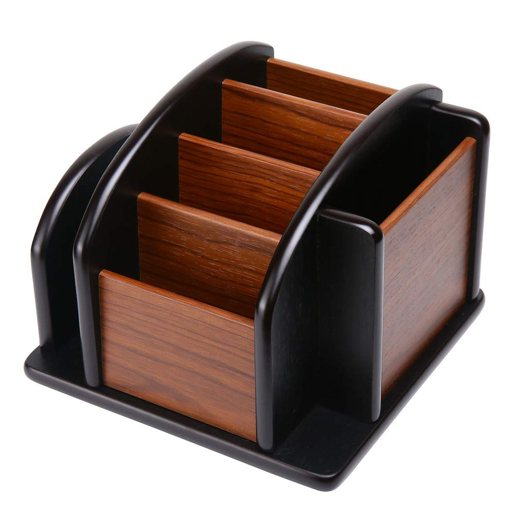 Wooden Desk Organizer, Wood Desktop Organizer Office Supplies Storage Organizer Remote Control Caddy Holder (Desk Organizer-6) Desk Organizer-6 Desk