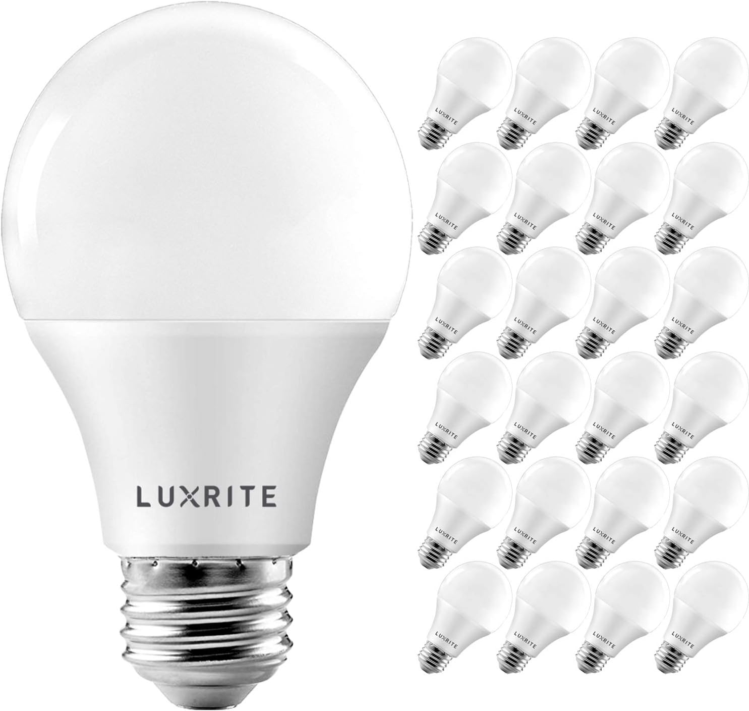 LUXRITE A19 LED Light Bulb 60W Equivalent, 3000K Soft White Dimmable, 800 Lumens, Standard LED Bulb 9W, E26 Base, Energy Star, Enclosed Fixture Rated, Perfect for Lamps and Home Lighting (4 Pack)
