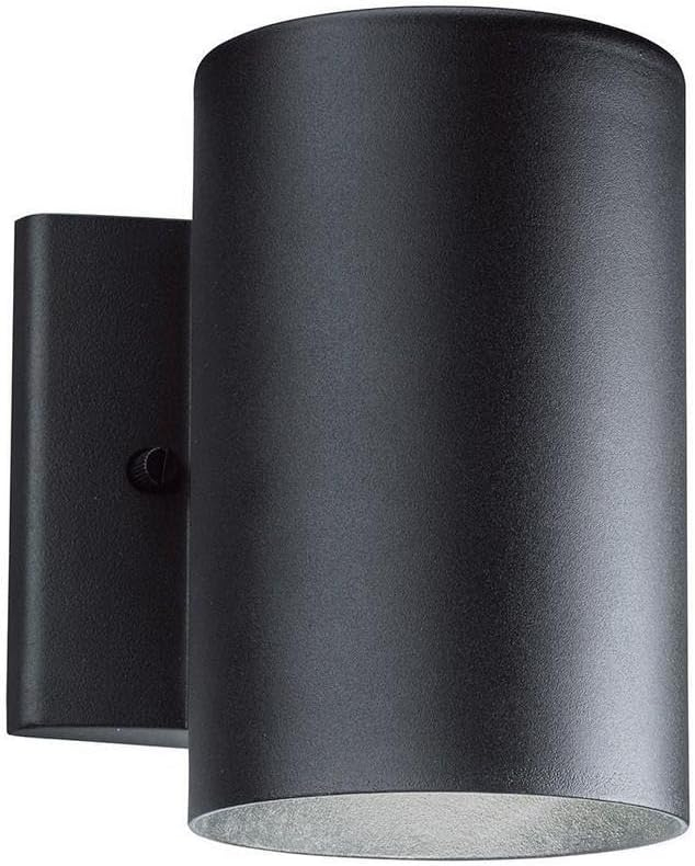 Independence 7 in. 1-Light Textured Black Outdoor Hardwired Wall Cylinder Sconce with Integrated LED (1-Pack)