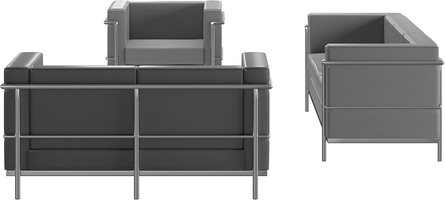 Flash Furniture Hercules Regal Series Contemporary Gray LeatherSoft Chair with Encasing Frame