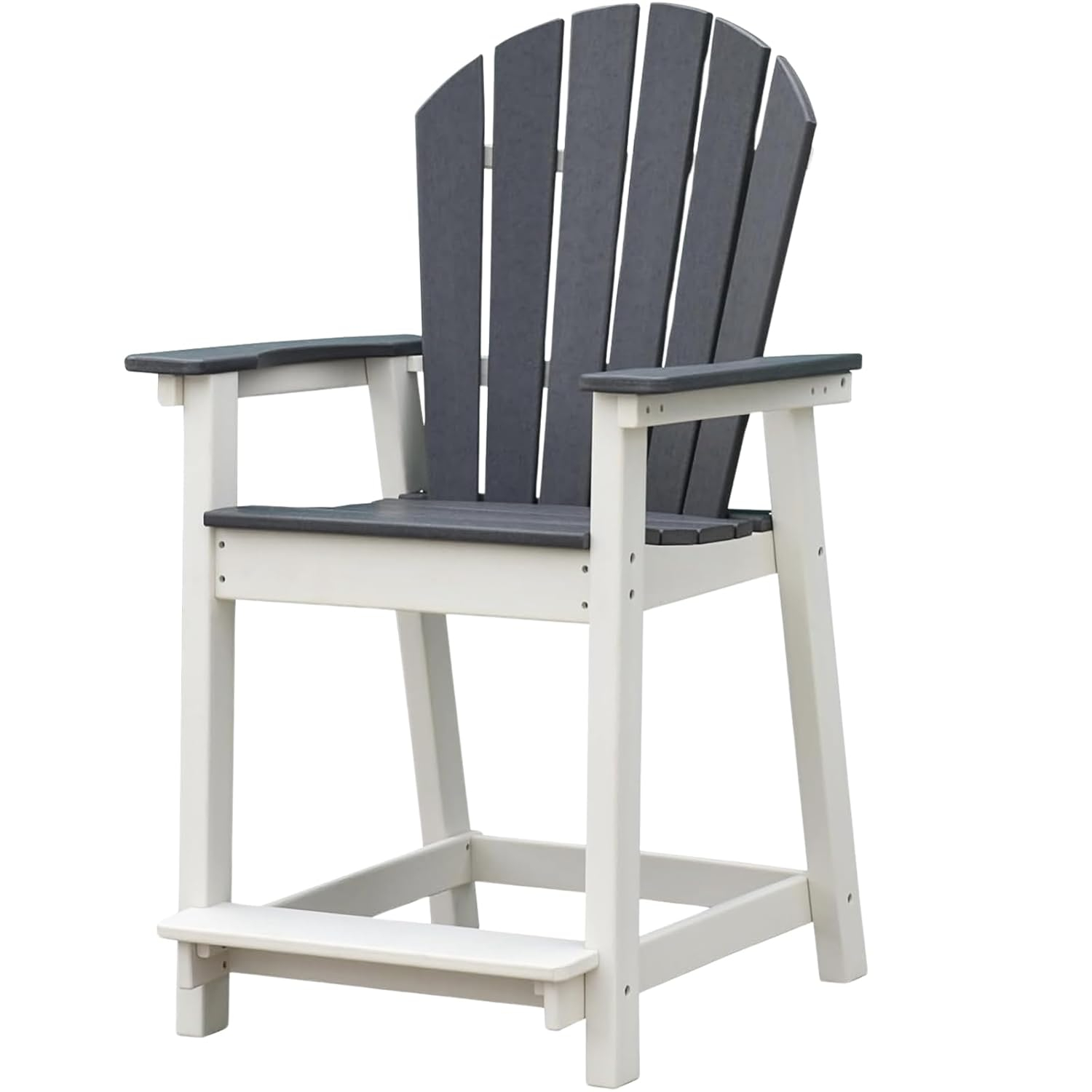 Outdoor Tall Adirondack Chair, Patio Bar Stool Chair with High Back, 400lbs, Widened Arms, All-Weather Balcony Chair for Backyard, Garden, Yard (1 PC)