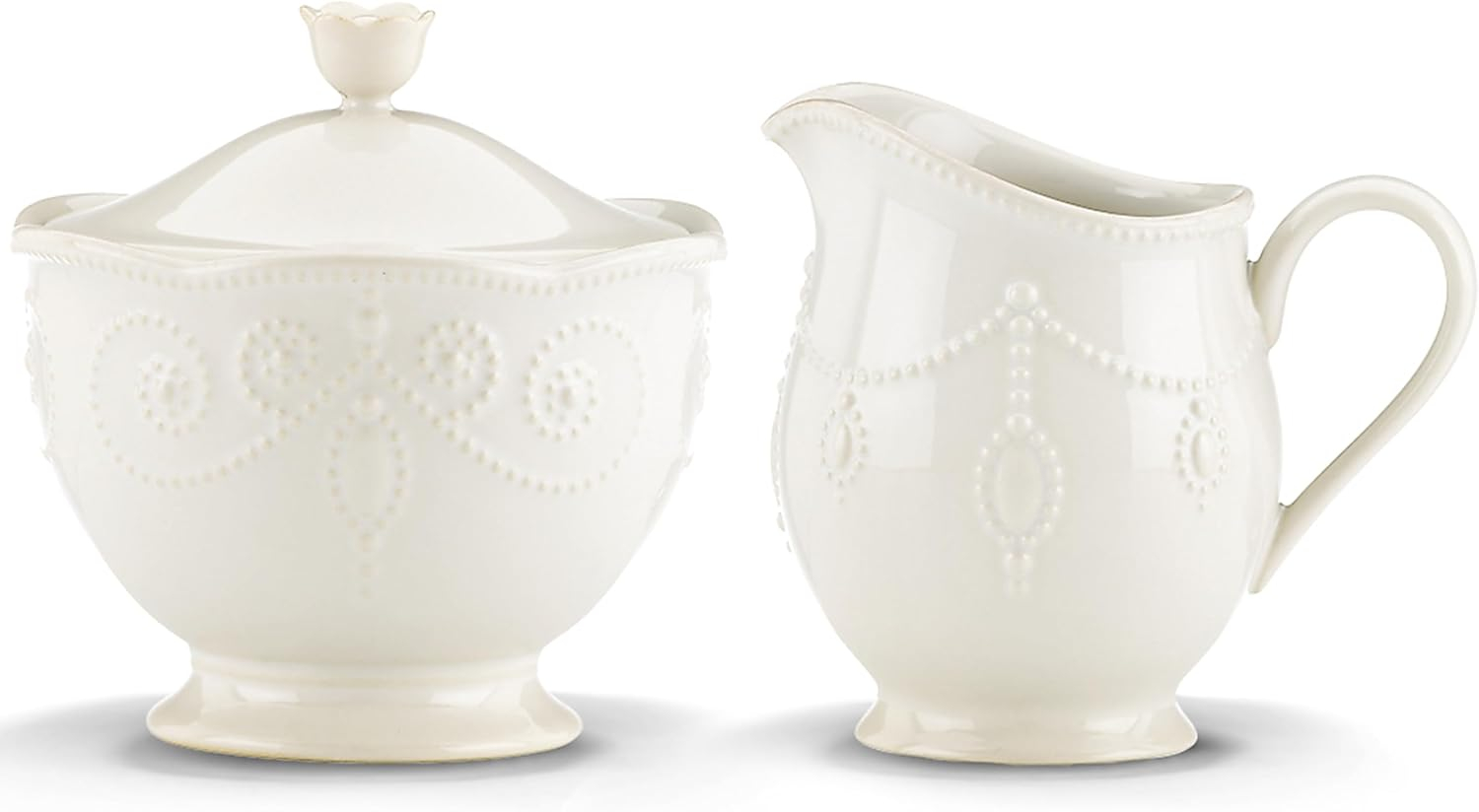 Lenox French Perle White Sugar and Creamer Set