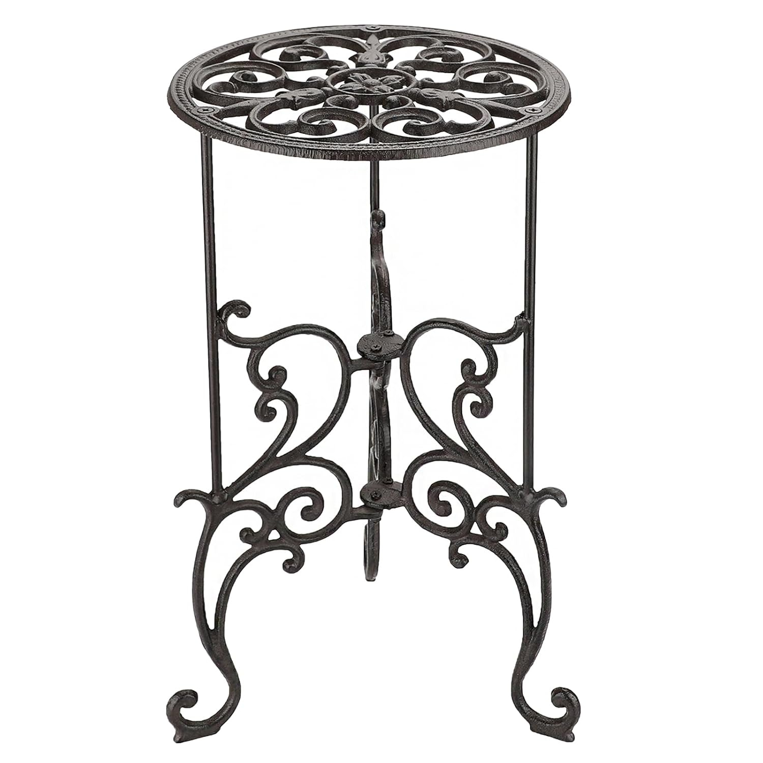 OwnMy Heavy Duty Cast Iron Plant Stand Indoor Outdoor Vintage Wrought Iron Round Flower Pot Holder Stand, 19.3" Tall Decorative Large Potted Plant Stand for Home Garden Patio