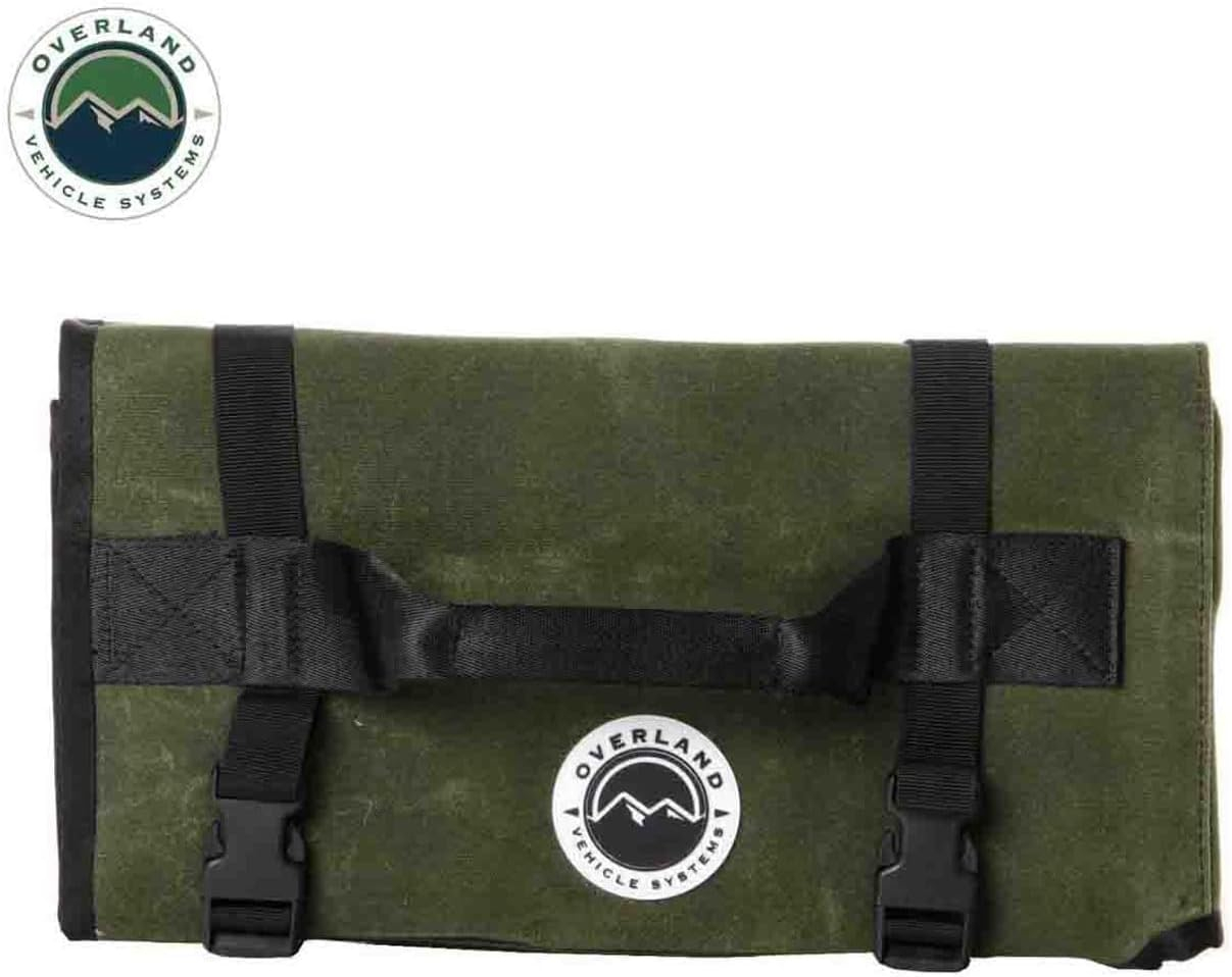 Overland Vehicle Systems Rolled General Tool Storage Bag - #16 Military Style Waxed Canvas - 19 Storage Pockets - Infused with Paraffin Wax Waterproofing
