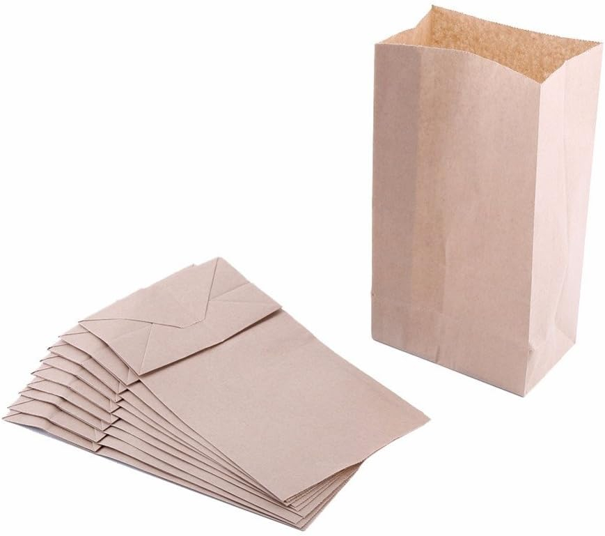 Extra Small Brown Paper Bags 3 x 2 x 6" party favors, Paper Lunch Bags, Grocery Bag, wedding favor bags kraft bags (BROWN, 100 PACK)