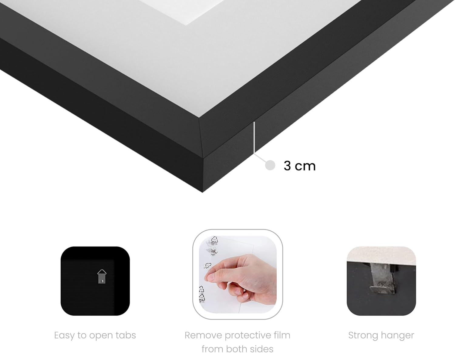 20x30 Poster Frame Black 20 mm Border - Perfect Picture Frame for Home Decor, Plexiglass Display 20x30 Frame - Horizontal & Vertical Display, Wall Decor