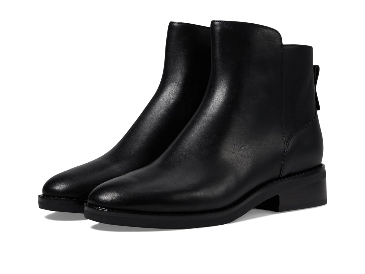 Women's Black Genuine Leather Waterproof Low Heel Ankle Boots