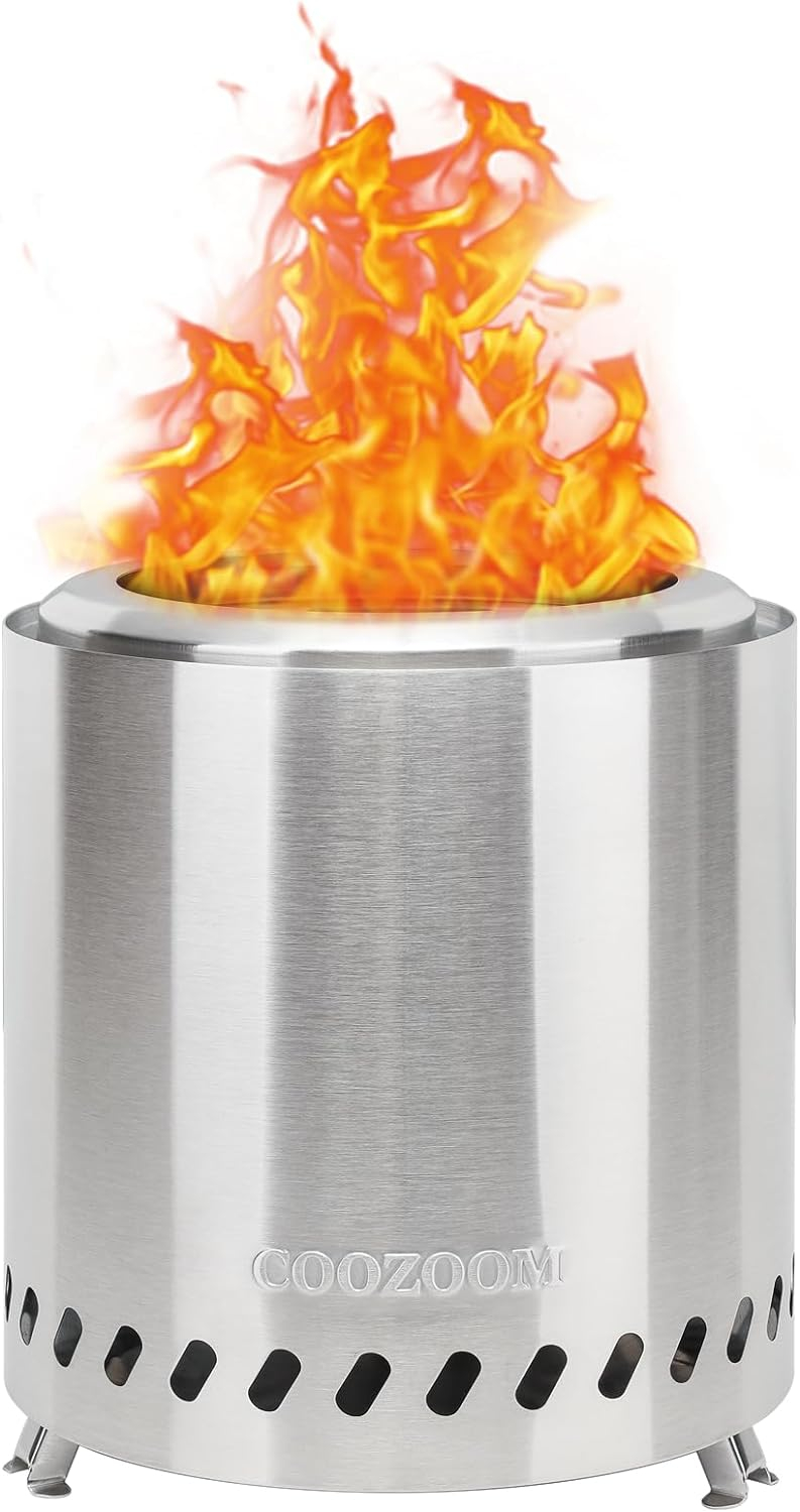 Smokeless Fire Pit 9.6 in. H Outdoor Portable Stainless Steel Tabletop Wood Burning Fire Pit with Storage Bag, Green