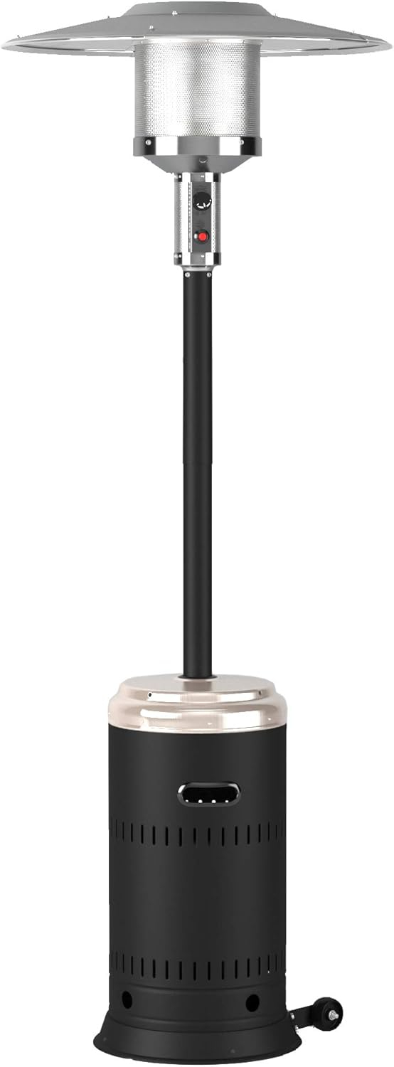 Fire Sense 01775 Performance Series Patio Heater With Wheels 50,000 BTU Output Electronic Ignition System Portable Outdoor Propane Heater - Unpainted Stainless Steel