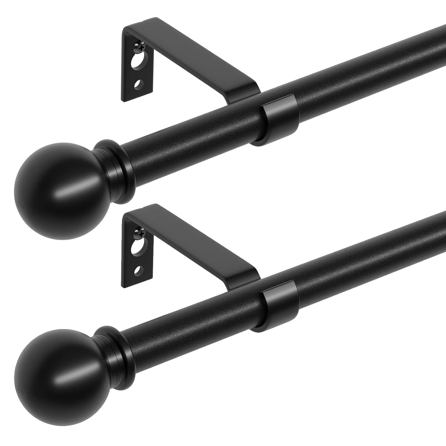 Urbanest Ball Adjustable Double Curtain Rod Set, 5/8", 28-48", Matte Black