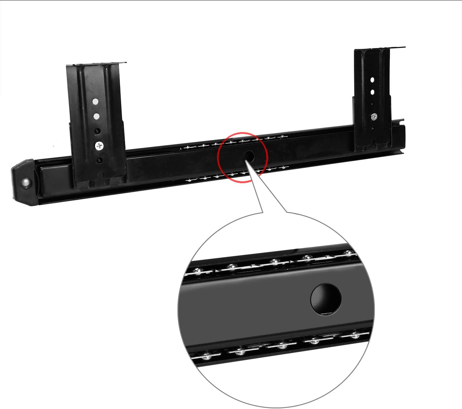 Keyboard Slide, KINJOEK 14 Inch 2 PCS Heavy Duty Ball Bearing Slides, Computer Drawer Tray Accessories, Cabinet Furniture Rails Rack with Adjustable Height Bracket and Screws, Black