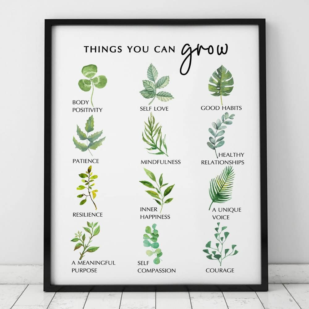 Self Growth Print Mental Health Wall Decor Mindfulness Art Print Therapy Office Decor Counselor Office Wall Art Self Development Poster Things You Can Grow (8x10 inches, Art Print without Frame)