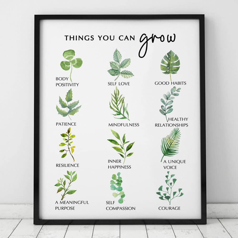 Self Growth Print Mental Health Wall Decor Mindfulness Art Print Therapy Office Decor Counselor Office Wall Art Self Development Poster Things You Can Grow (8x10 inches, Art Print without Frame)