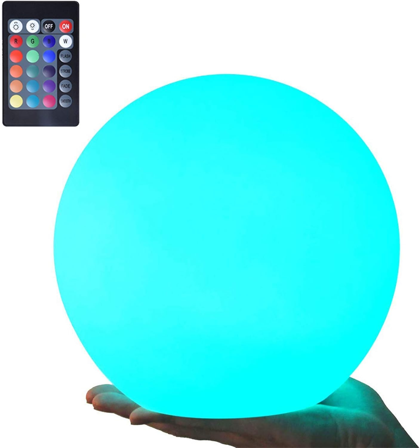 LOFTEK 8-inch LED Night Light Ball: 16 RGB Colors and Dimmable Globe Light with Remote, Upgraded Folding Handle, Seamless Matte Housing, Rechargeable IP65 Floating Pool Light, for Nursery or Decor