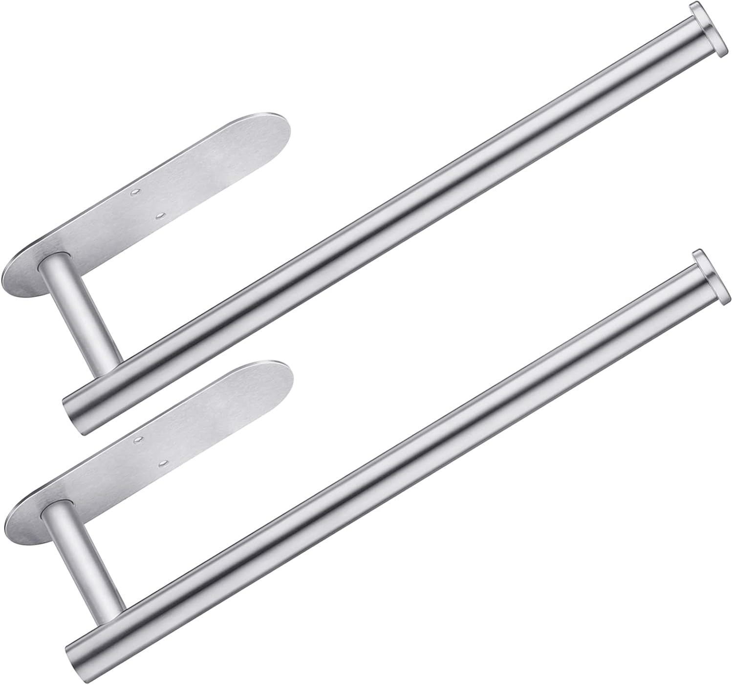 Paper Towel Holder Under Cabinet 2 Pack,Stainless Steel Paper Towel Holder Wall Mount for Kitchen, Bathroom, RV, Paper Towel Rack with Self Adhesive and Screws (Silver)