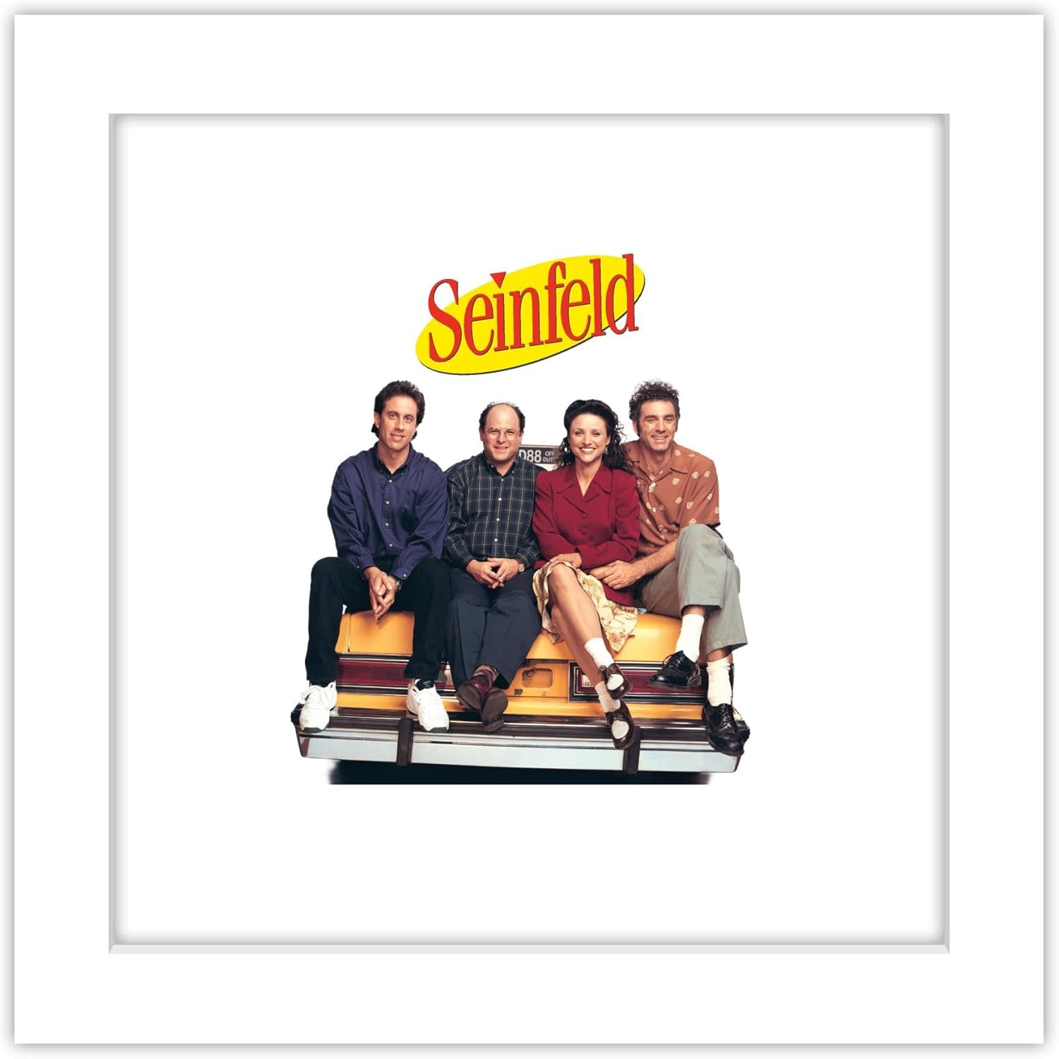 Gallery Pops Seinfeld - NYC Taxi Group Logo Wall Art, White Framed Version, 12" x 12"