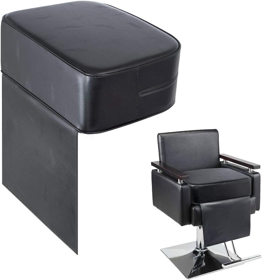 Children Leather Cushion Salon Booster Seat Cushion for Kids Child Hair Cutting, Cushion for Styling Chair,Boat Booster seat for Driver, Barber Beauty Salon Spa Equipment Black