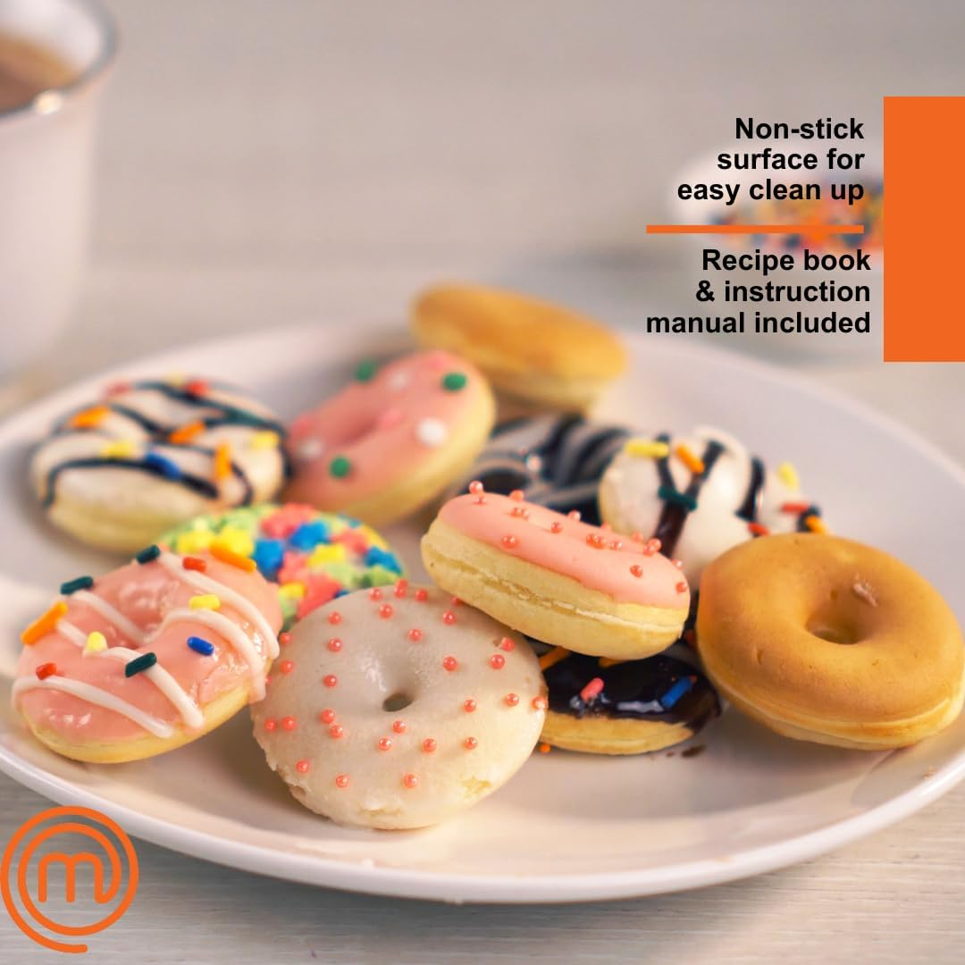 MasterChef 3-in-1 Mini Breakfast Maker- Make Eggs, Pancakes, Donuts, & Waffles and More in One Appliance! 3 Removable Non-Stick Cooking Plates for Easy Cleaning & Storing