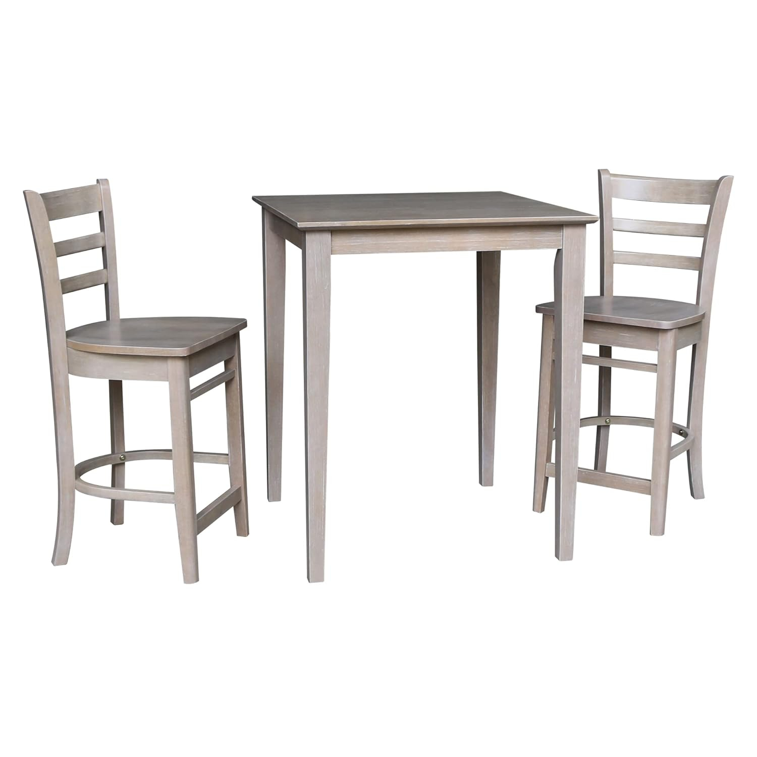 International Concepts 30 inches x 30 inches Counter Height Table with 2 Emily Counter Height Stools - 3 Piece Set