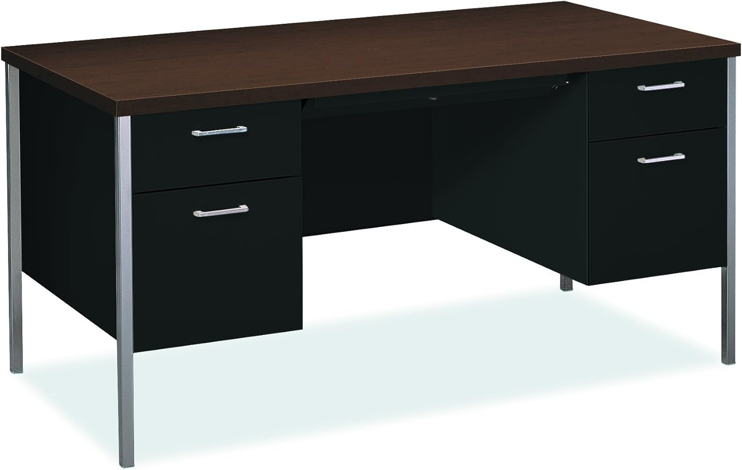 HON H34962.MOCH.P 34000 Series 60 in. x 30 in. x 29.5 in. Double Pedestal Desk - Mocha/Black