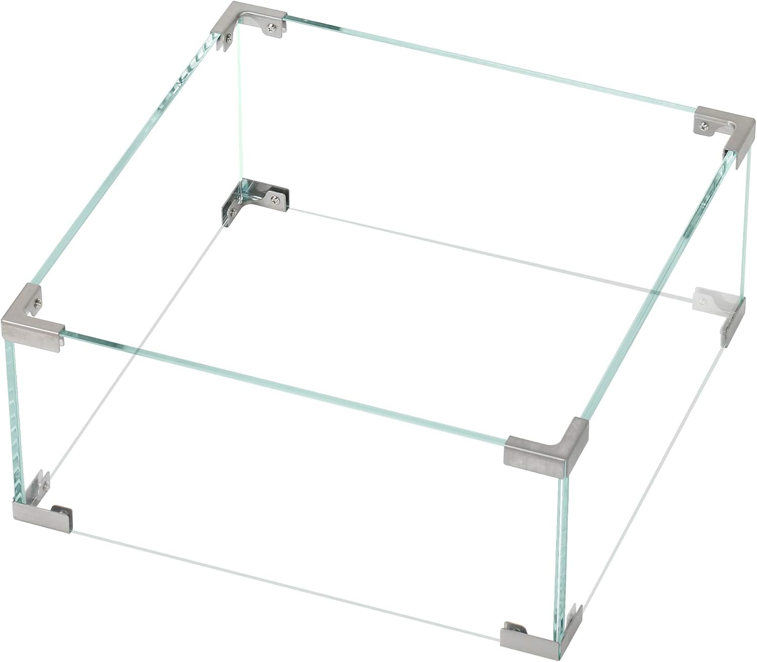 BALI OUTDOORS Fire Pit Wind Guard Fence 18"x 18"x 6" Square Fire Pit Screen Clear Tempered Glass Flame Guard for Propane Fire Pit, Outdoor Fire Column