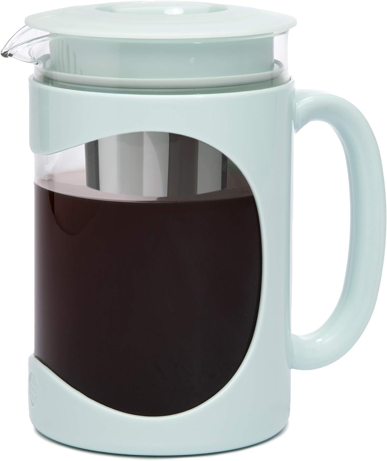 Primula Burke Deluxe Cold Brew Iced Coffee Maker Comfort Grip Handle Durable Glass Carafe Removable Mesh Filter Perfect 6 Cup Size Dishwasher Safe 1 6 Qt Aqua