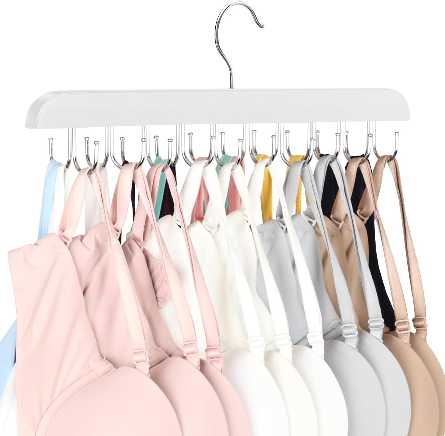 Resovo Bra Hanger for Closet, Tank Top Hanger 20 Hooks Capacity Foldable Wood Space Saving Hanger Closet Organizers and Storage for Dorm & Apartment for Tank Top, Bra, Scarf etc.