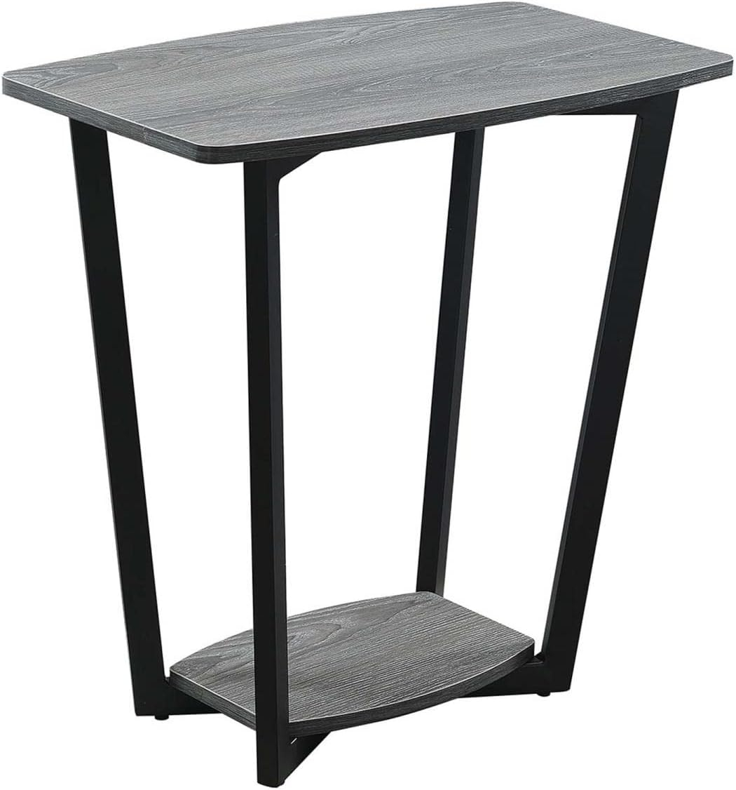 Convenience Concepts Graystone End Table with Shelf, Weathered Gray/Black Frame
