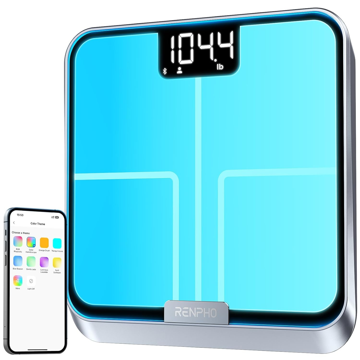 RENPHO Smart Scale for Body Weight with Customize Scale Colors, Rechargeable, ITO Coating, Elis Chroma