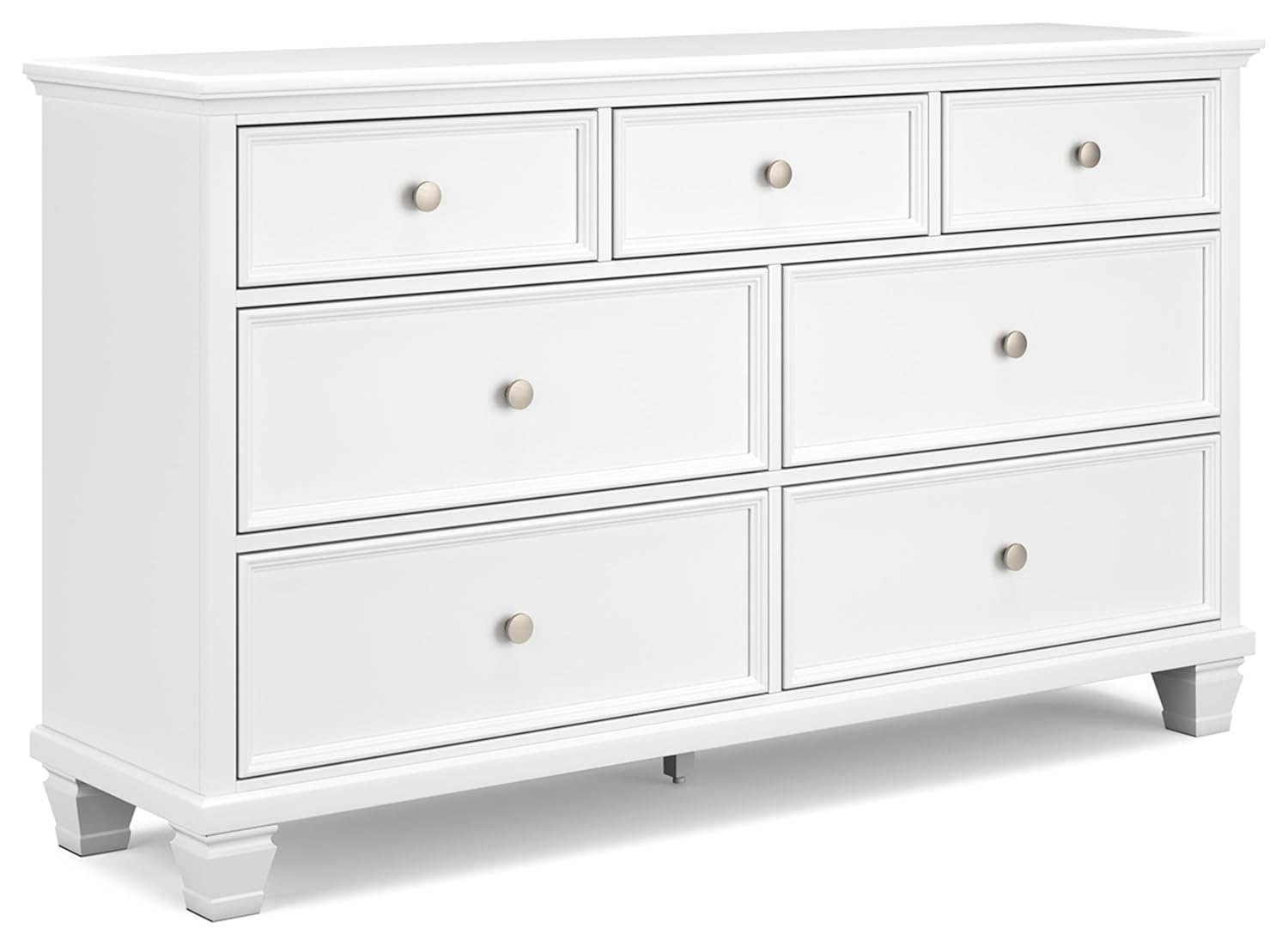 White Transitional 7-Drawer Dresser with Mirror
