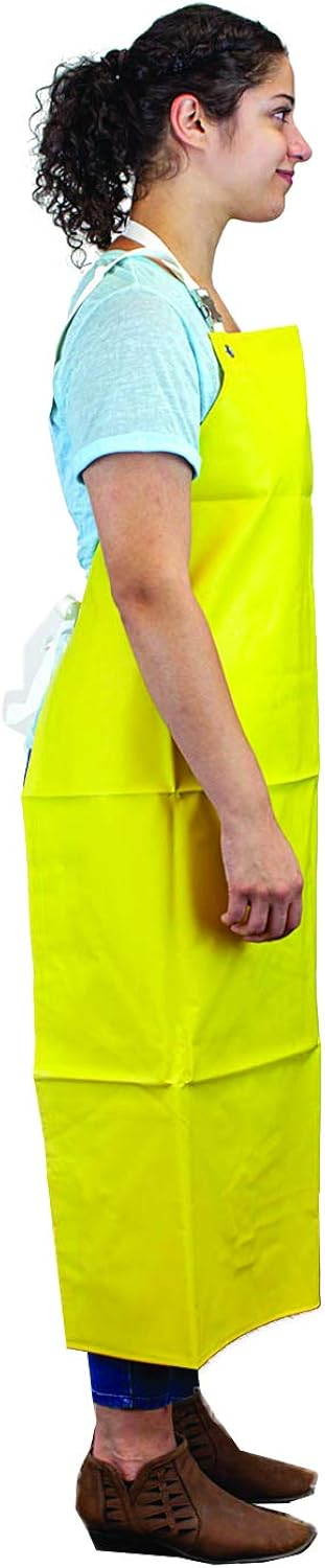 Safe Handler, Heavy Duty Nitrile Industrial Bib Apron, Chemical and Oil Resistant, Yellow