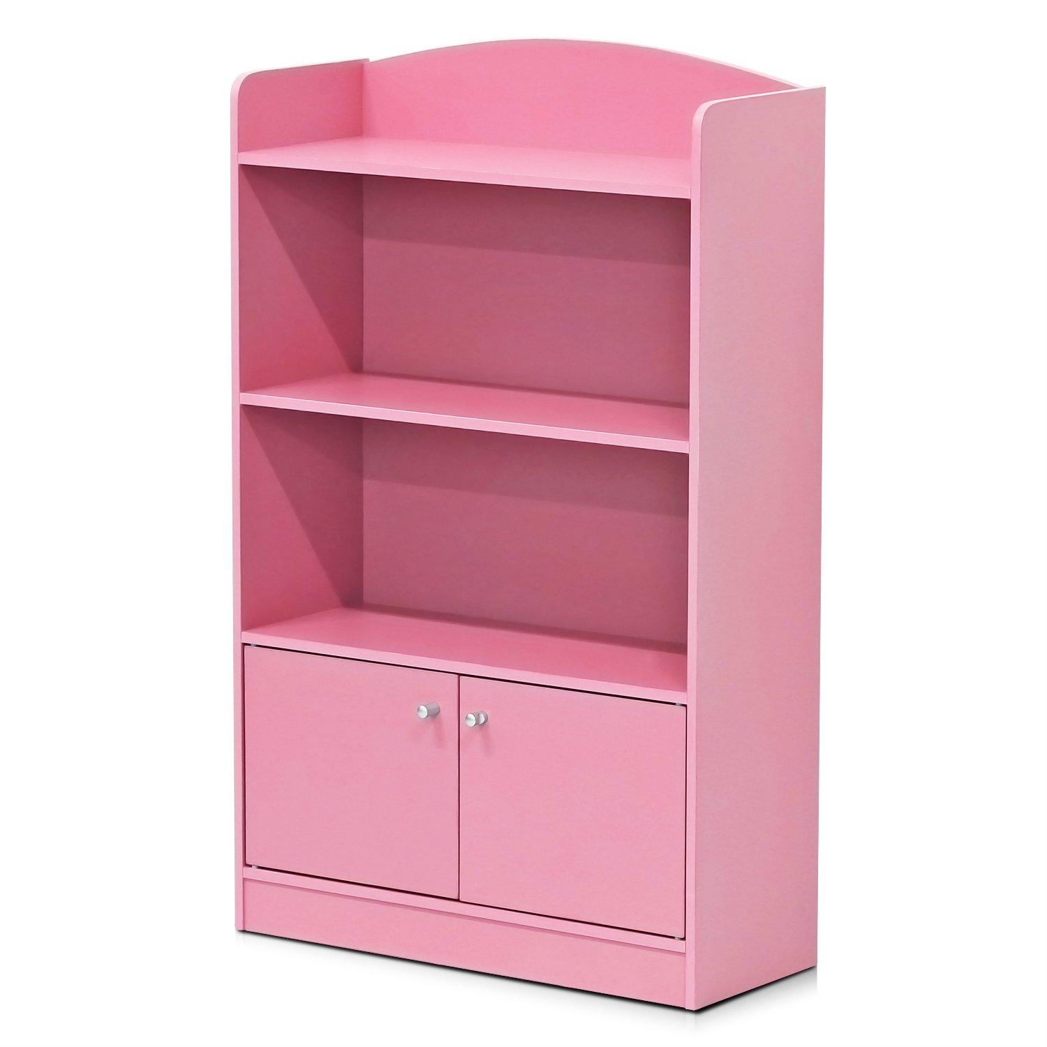Furinno Lova Engineered Wood Bookshelf with Storage Cabinet in Pink