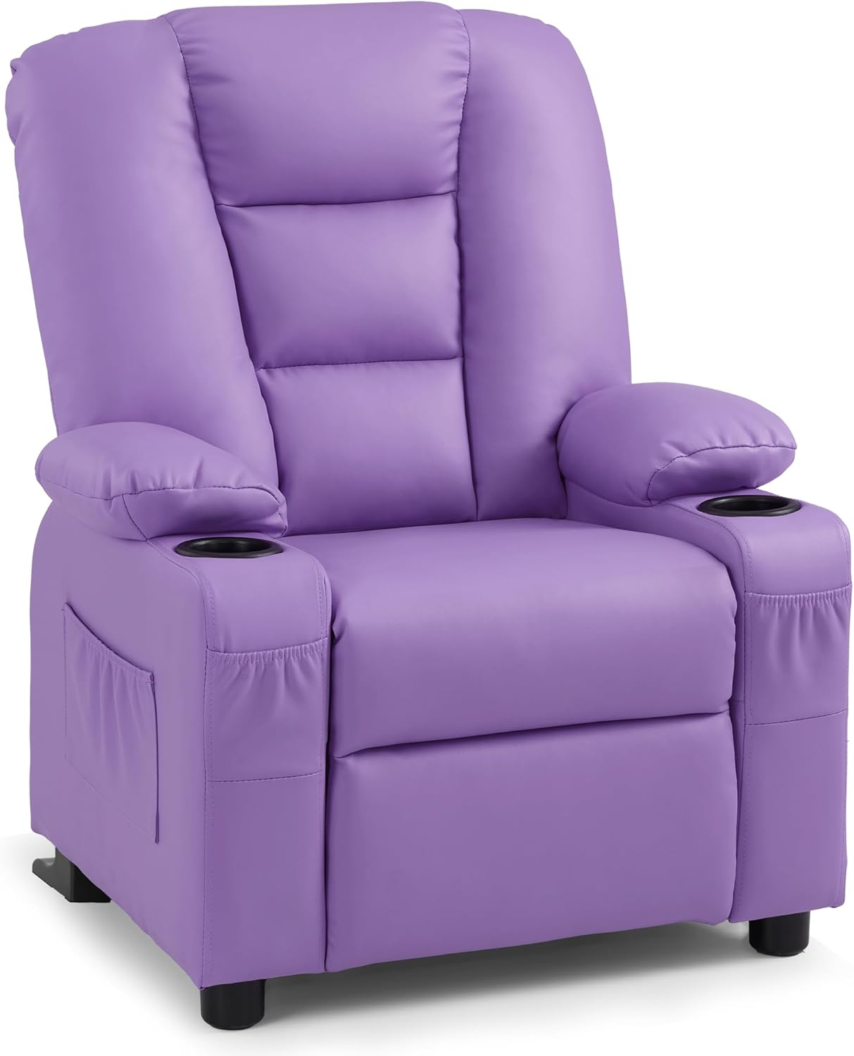 MCombo Big Kids Recliner Chair with Cup Holders for Toddler Boys and Girls, 2 Side Pockets, 3+ Age Group, Faux Leather 7322 Violet