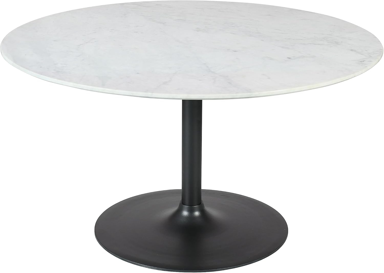 Rowan 42" White Marble Round Dining Table with Black Iron Base