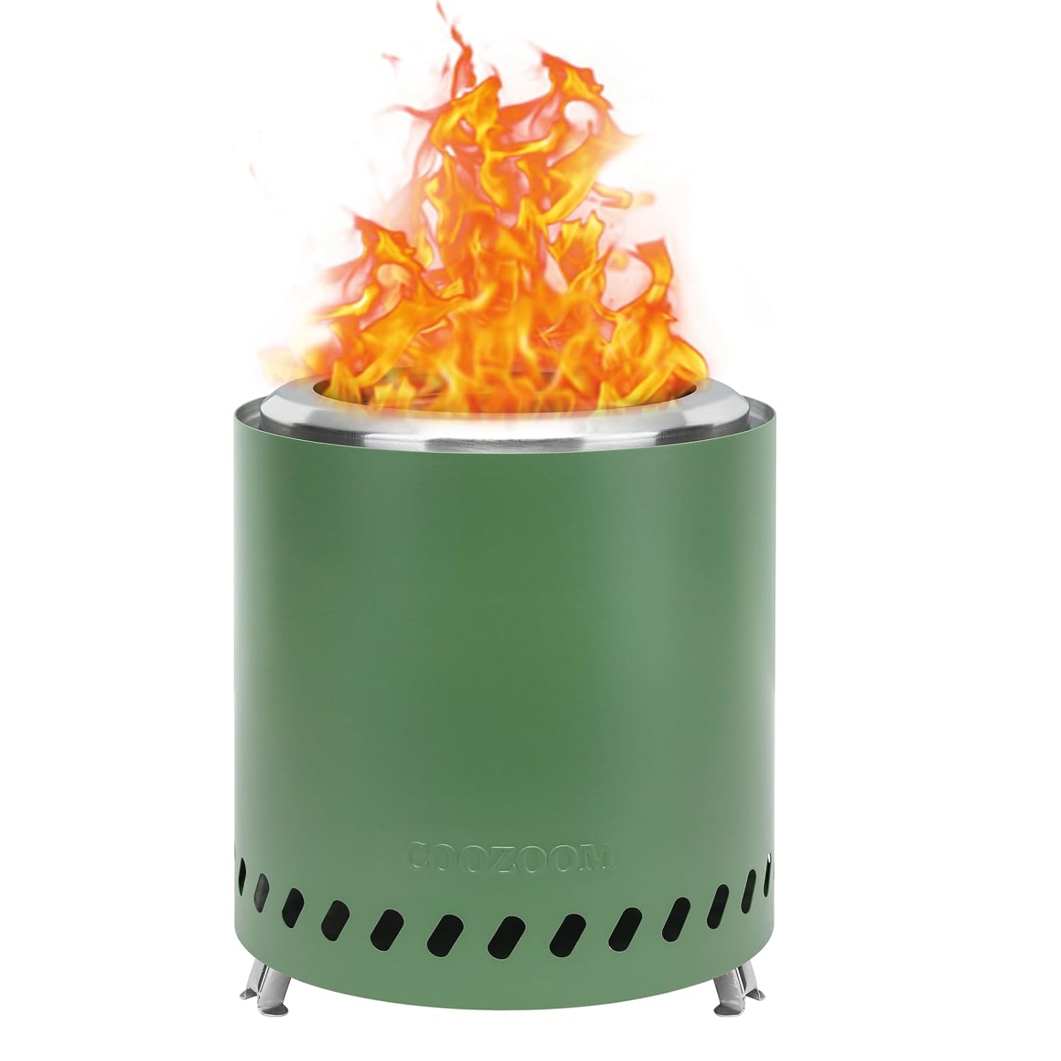 Smokeless Fire Pit 9.6 in. H Outdoor Portable Stainless Steel Tabletop Wood Burning Fire Pit with Storage Bag, Green