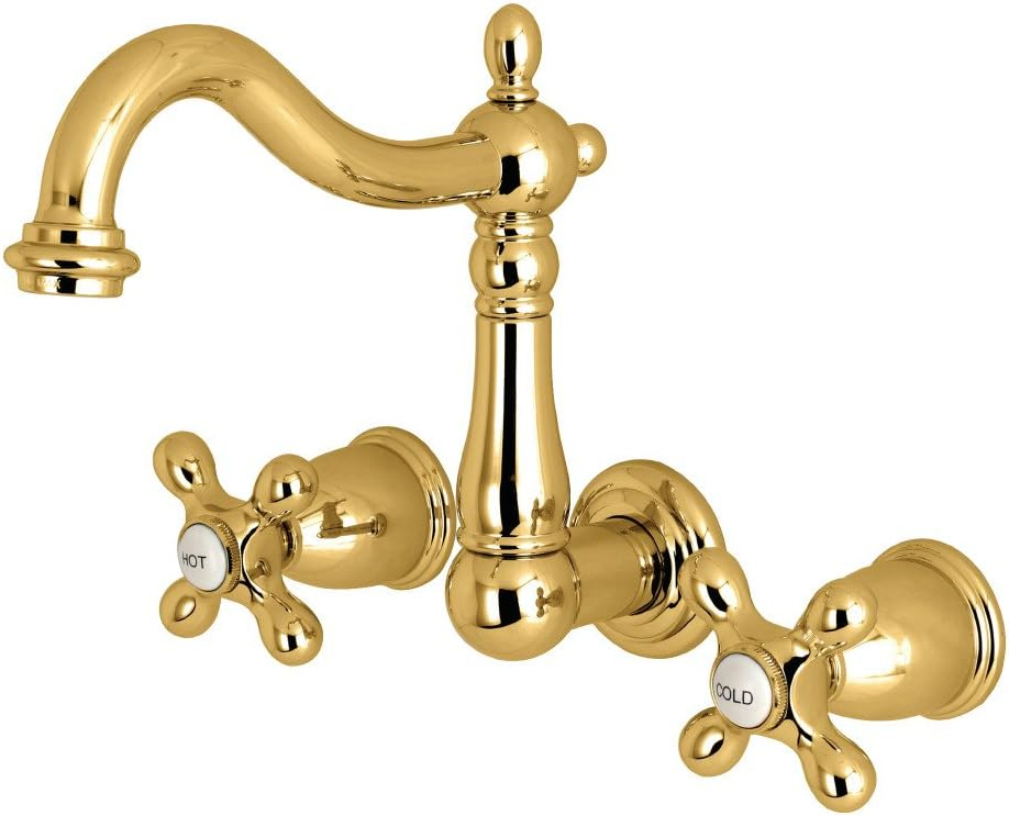 Kingston Brass Heritage Two-Handle 3-Hole Wall Mount Bathroom Faucet