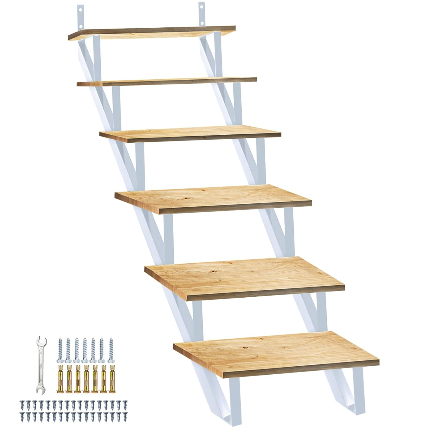 Steel Stair Stringer 6 Step, Metal Stair Stringers for Deck Height 49.6 inches, Steel Stair Step Riser for Outside Stairs (2Pack)