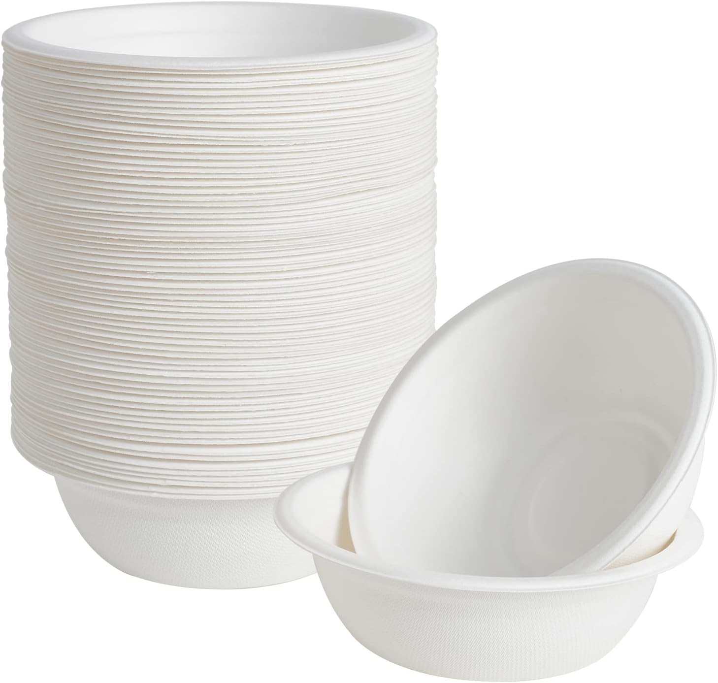 ECOLipak 150 Pack 12 oz Paper Bowls, Disposable Compostable Bowls Heavy-Duty, Biodegradable Soup Bowls Made of Natural Bagasse, Eco-Friendly Sugarcane Bowls for Salad, Dessert, Milk, Cereals