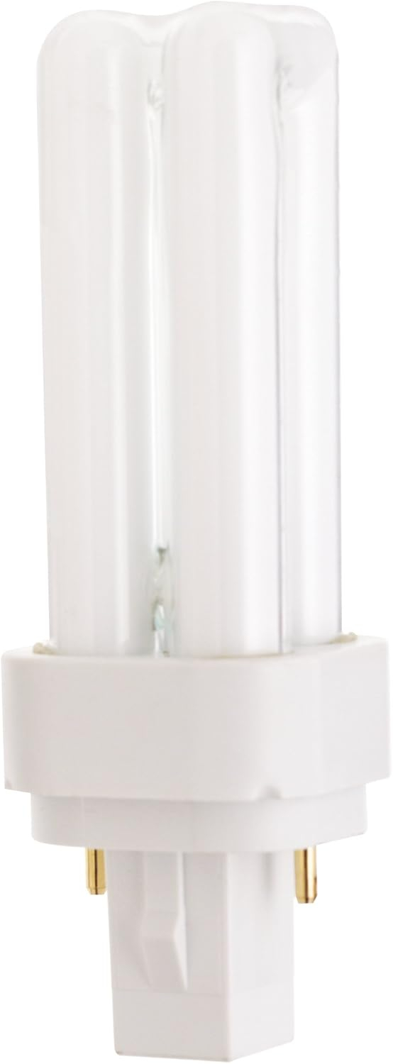 Satco Hygrade Quad Tube Compact Fluorescent Lamp, T4, 9 Watts, 2700K, 82 Cri, G23-2 Base