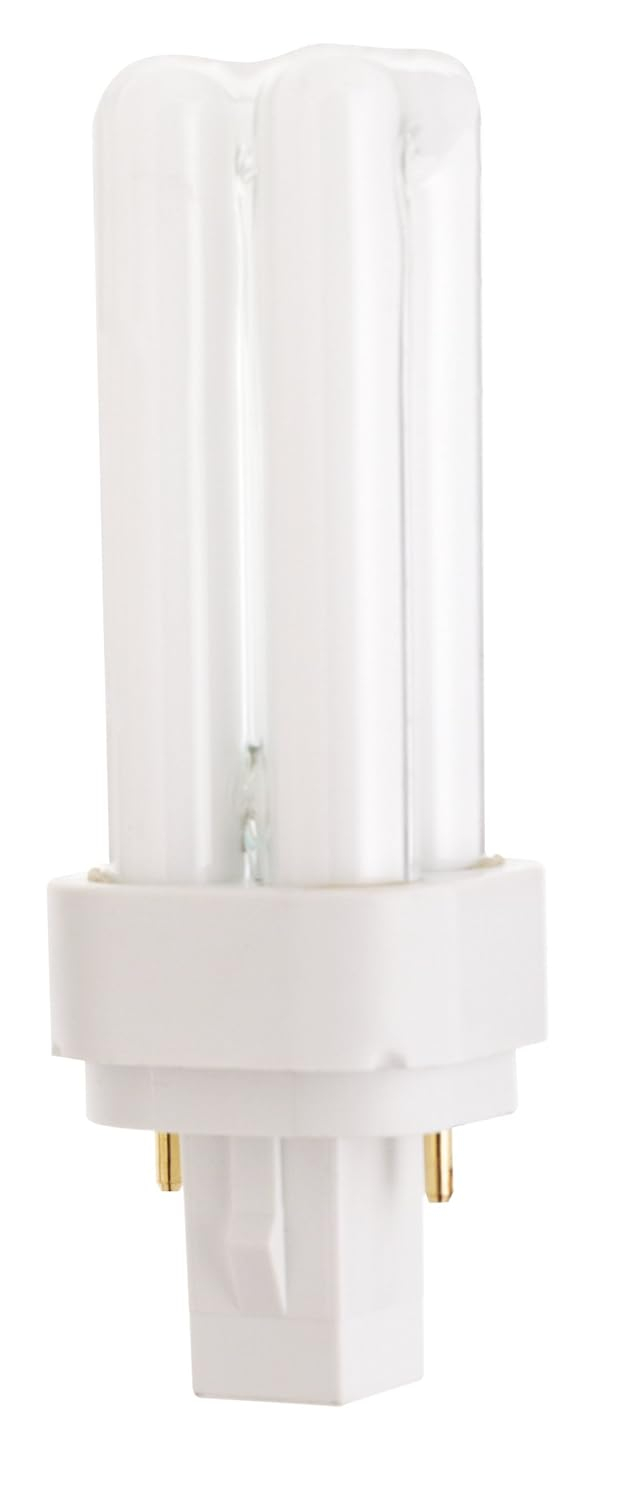Satco Hygrade Quad Tube Compact Fluorescent Lamp, T4, 9 Watts, 2700K, 82 Cri, G23-2 Base