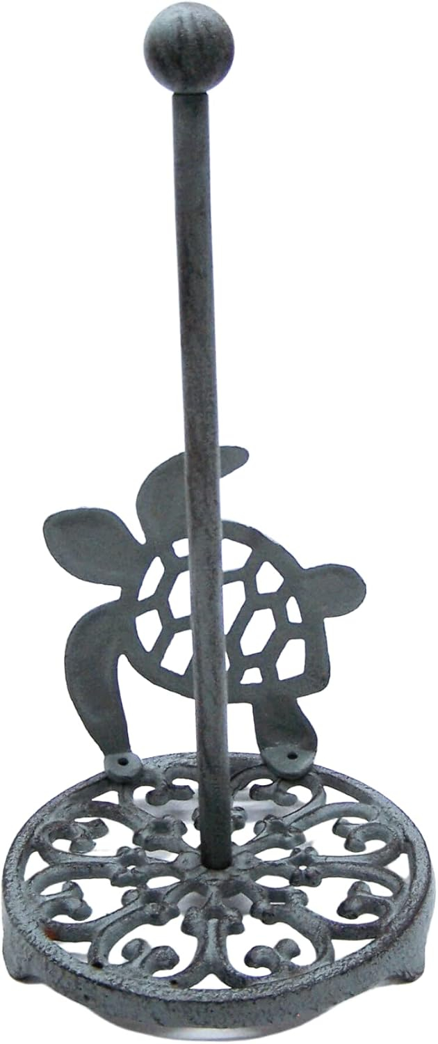 Sea Turtle Paper Towel Holder, Nautical Kitchen Accessories, Freestanding Countertop Organization, 13 Inches