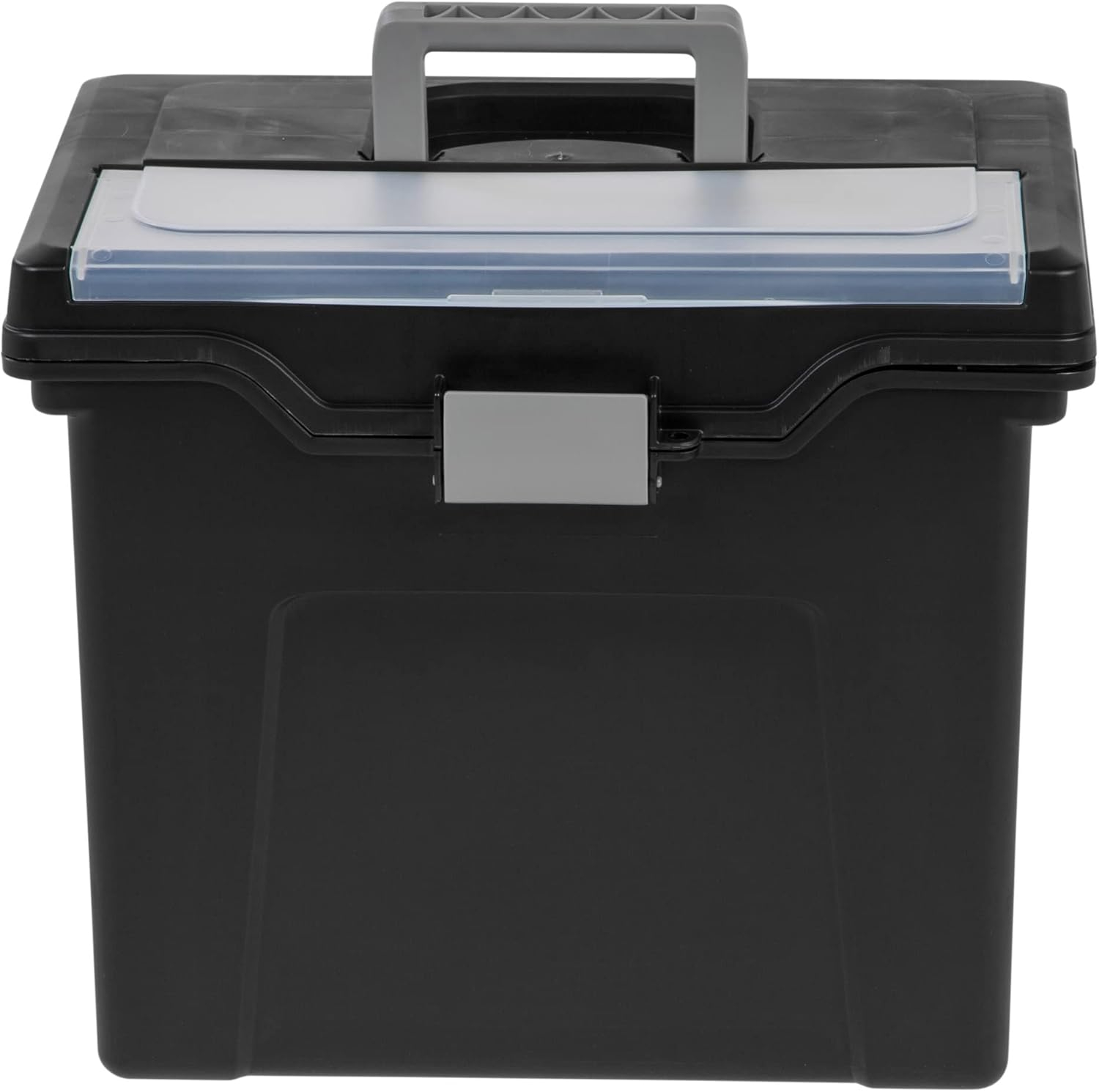 Office Depot Large Mobile File Box, Letter Size, 11 5/8in.H x 13 3/8in.W x 10in.D, Black/Silver, 110987