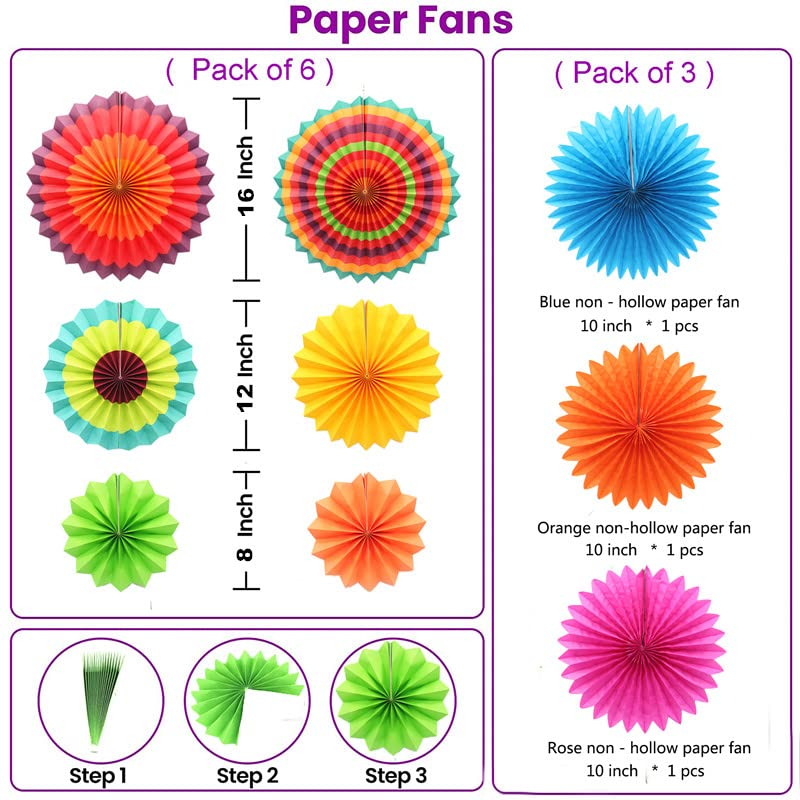 Party Hanging Paper Fan Set, Paper Flower Balls, Birthday Parties, Wedding Events, Holiday Decorations